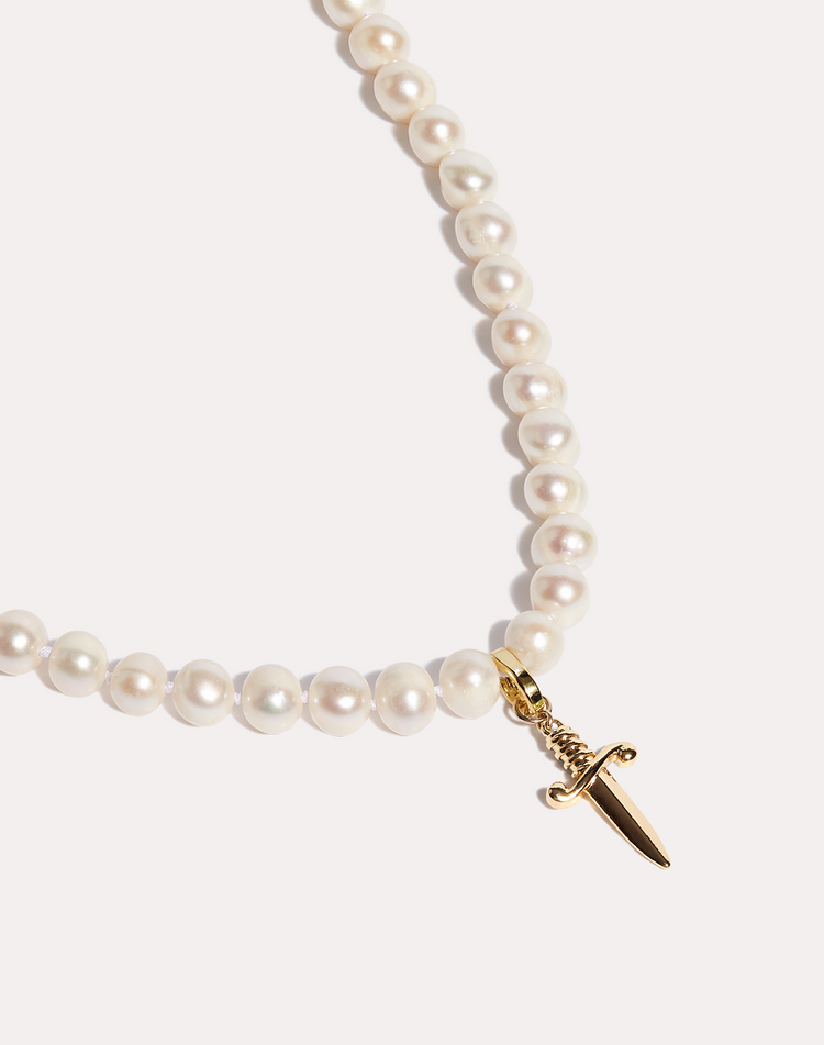 Pearl Necklace with Dagger Charm Set